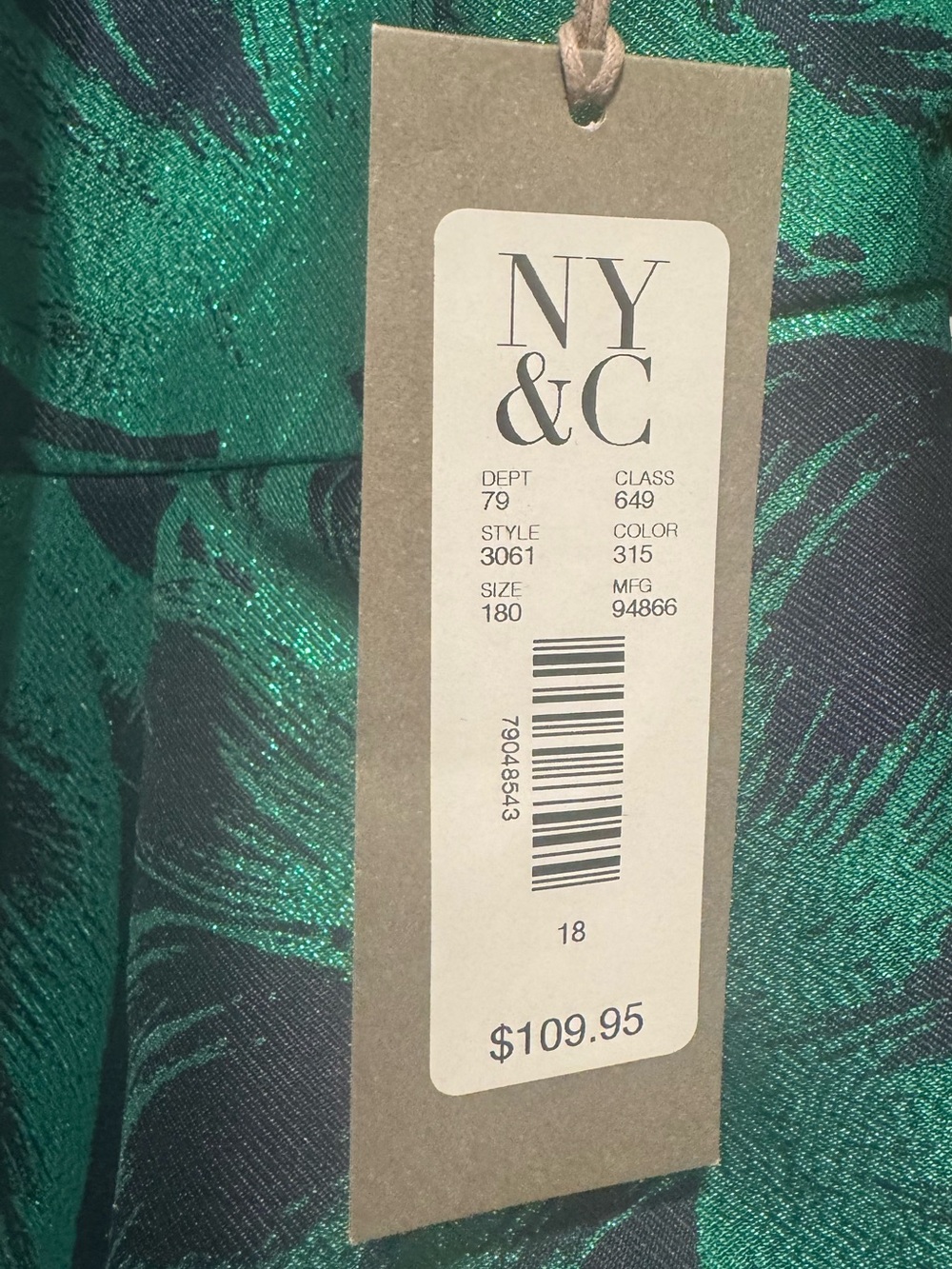 Eva Mendes/NY & Co. Green Floral Jacquard Fit & Flare Dress - Picture 5 of 8